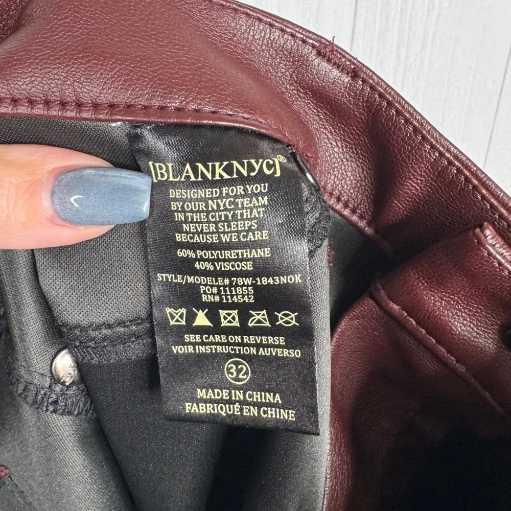 Blank NYC Faux Leather Skinny Pants Oxblood - Picture 9 of 9